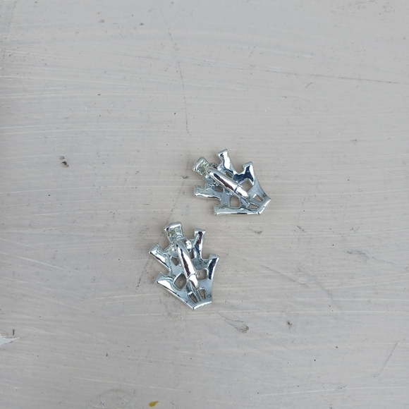 Vtg Costume Clip-On Earrings Coro Silver Tone Basket Weave MCM Art To Wear - Picture 4 of 5